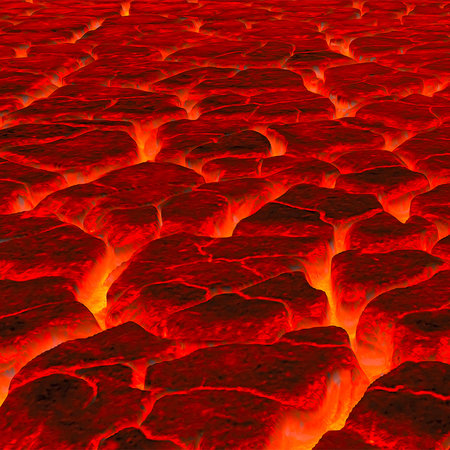         Lava mural with glowing field & magma flow
    
