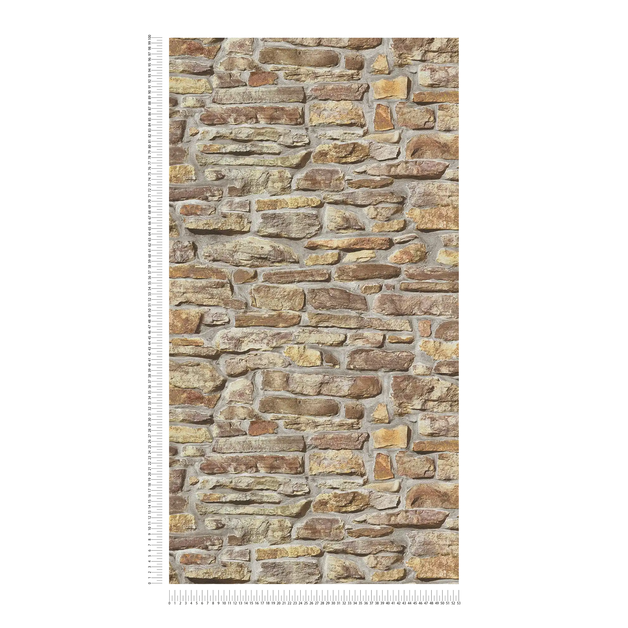             Non-woven wallpaper natural stone wall optics - beige, yellow, brown
        