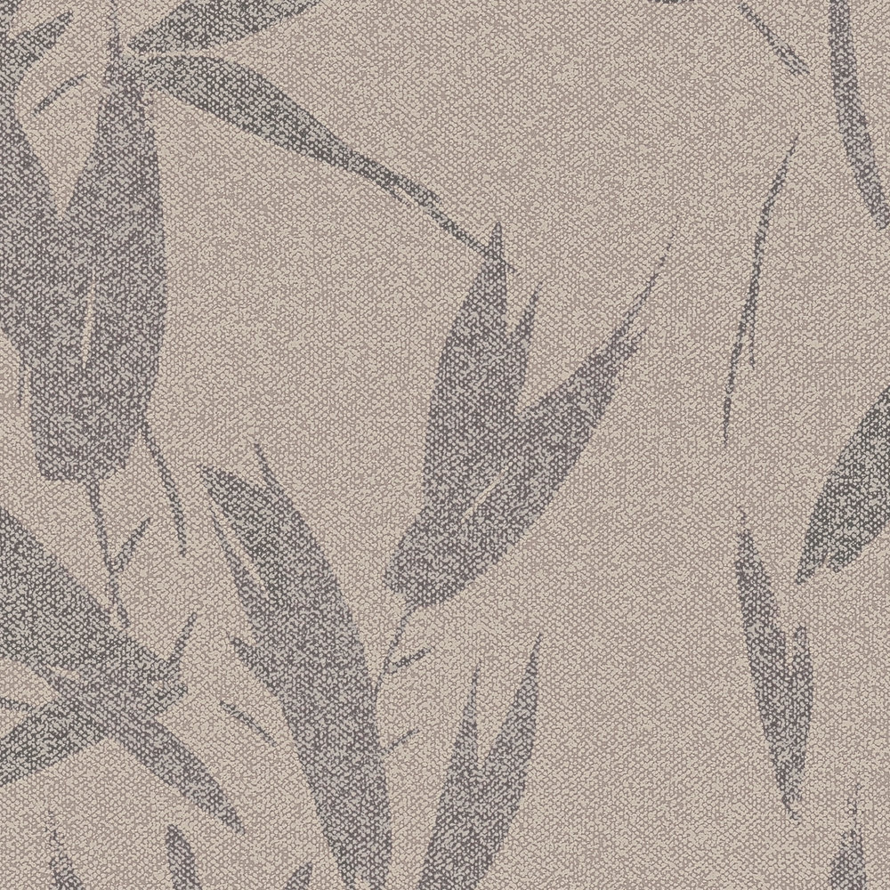             Vliesbehang bladmotief abstract, textiellook - bruin, beige
        