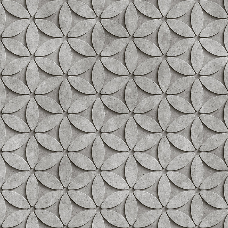 Piastrella 1 - Carta da parati in poligoni di cemento 3D - Grigio, Nero | Premium Smooth Fleece

