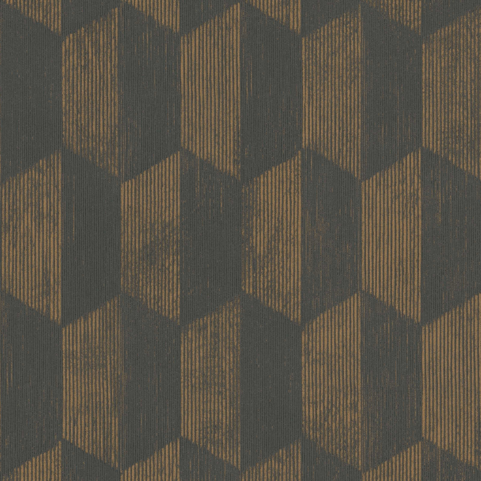         Retro wallpaper with 3D graphic design - metallic, brown
    