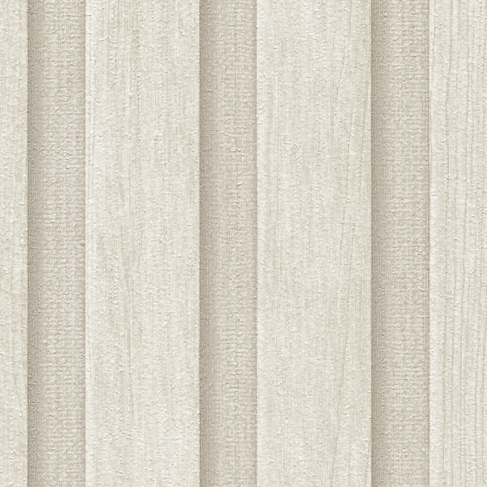             Non-woven wallpaper with wood effect acoustic panel look - cream, beige
        