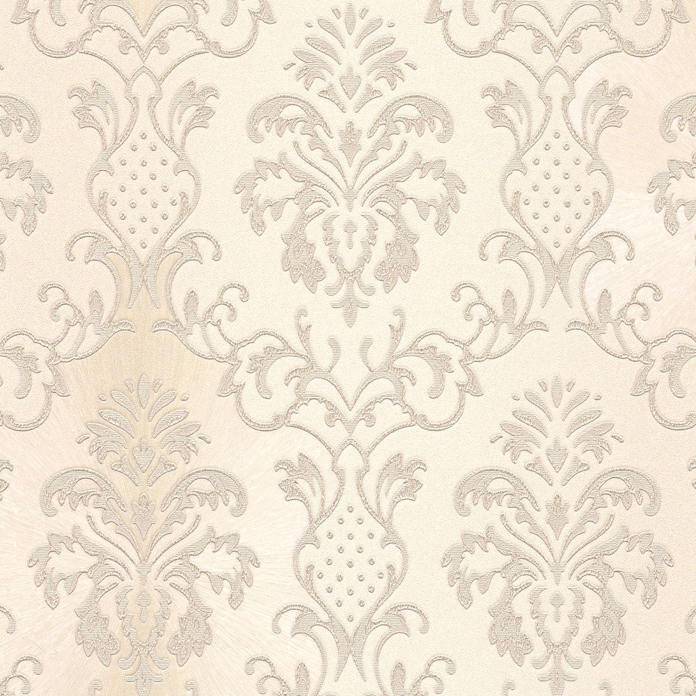             Ornament behang Koloniale stijl - crème, grijs
        