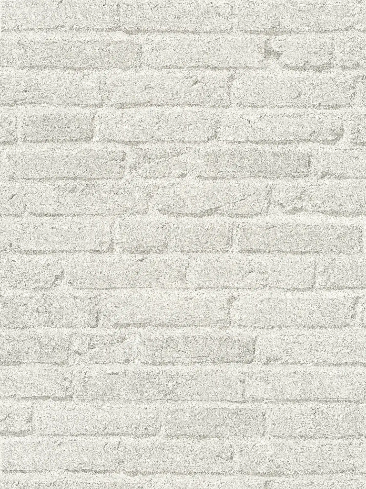 Papier peint brique avec effet de mur & motif structuré - Gris

