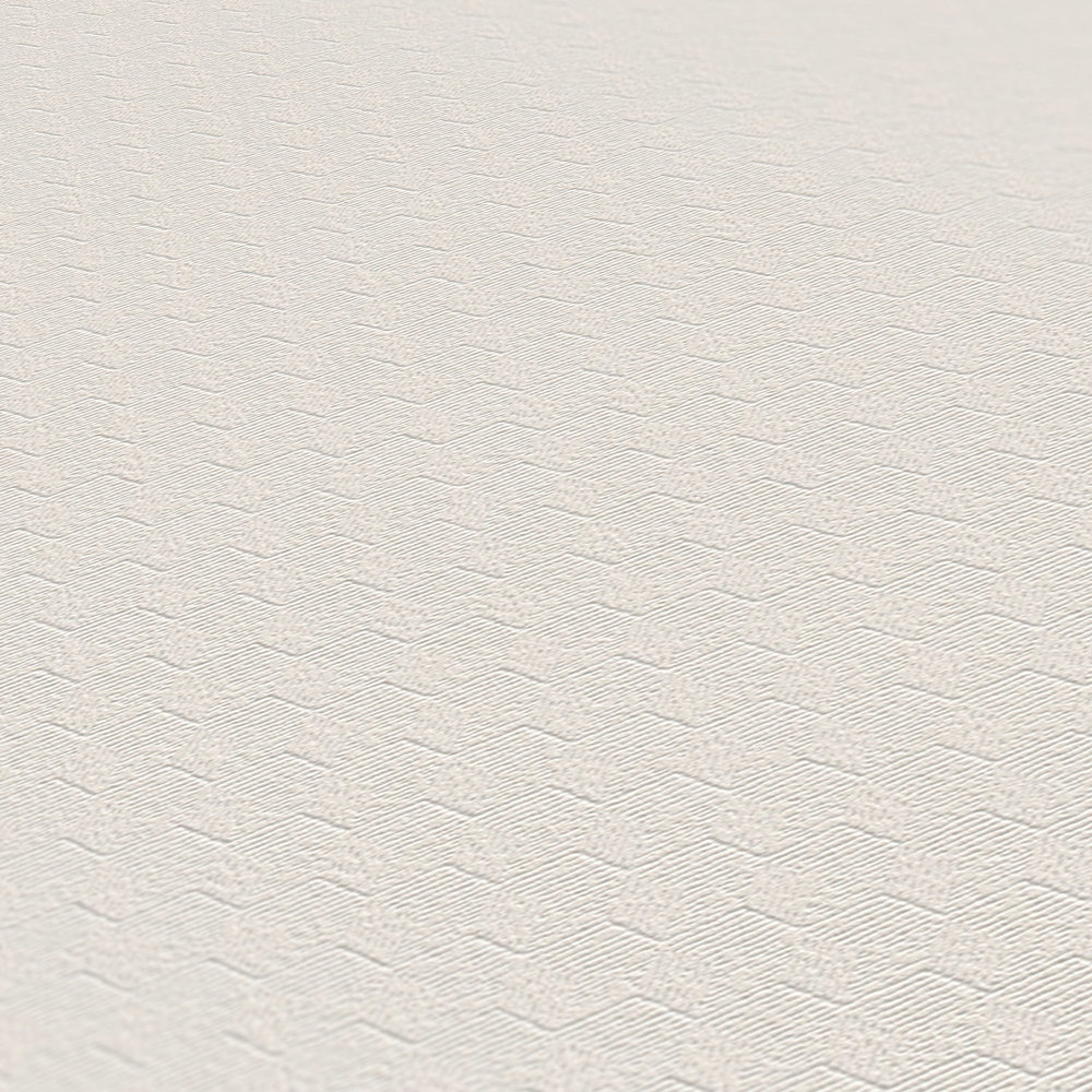             Carta da parati con disegno a zig-zag e motivo strutturato - beige, crema, grigio
        