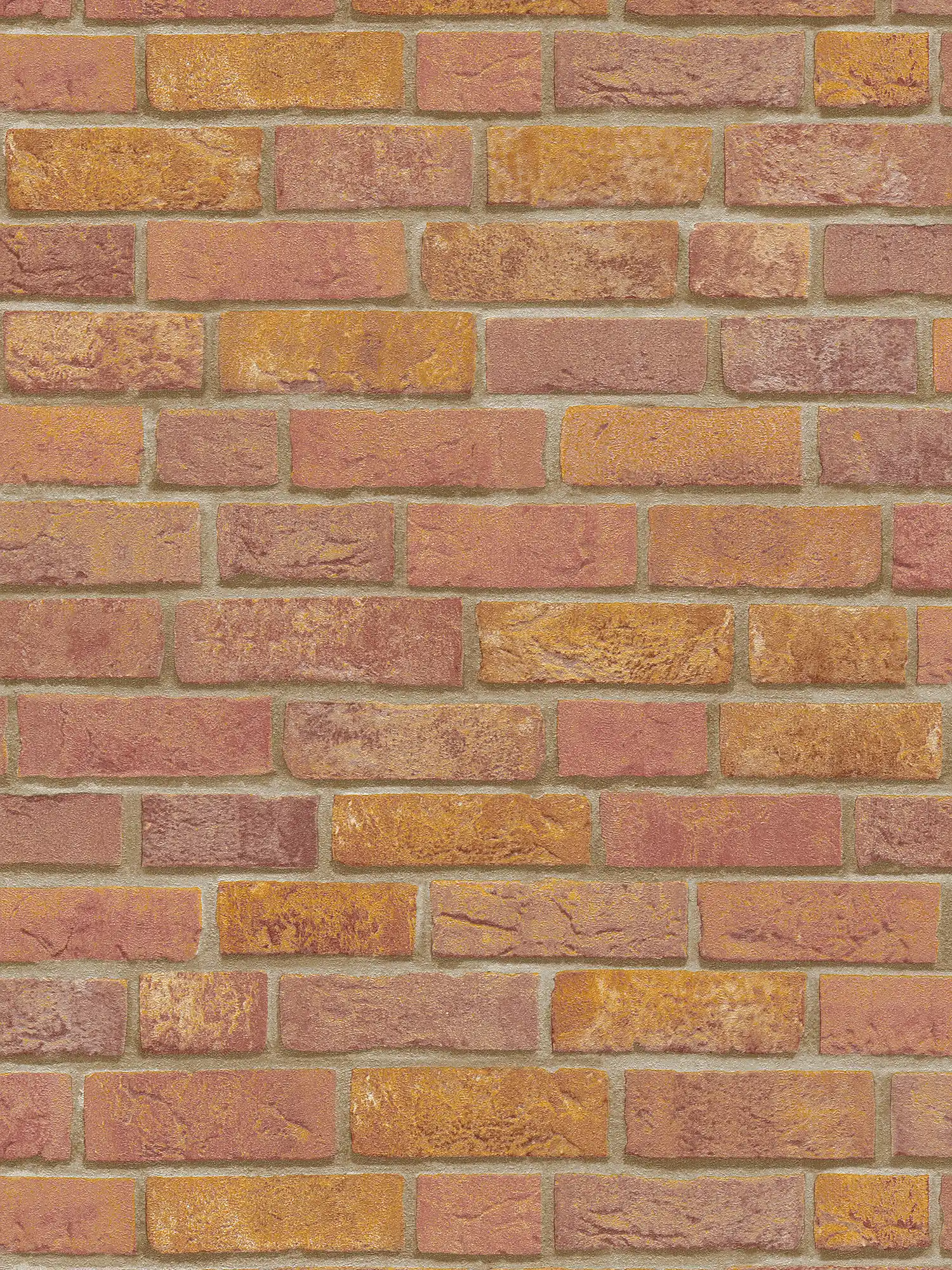 Brick wallpaper with 3D masonry look - red, brown
