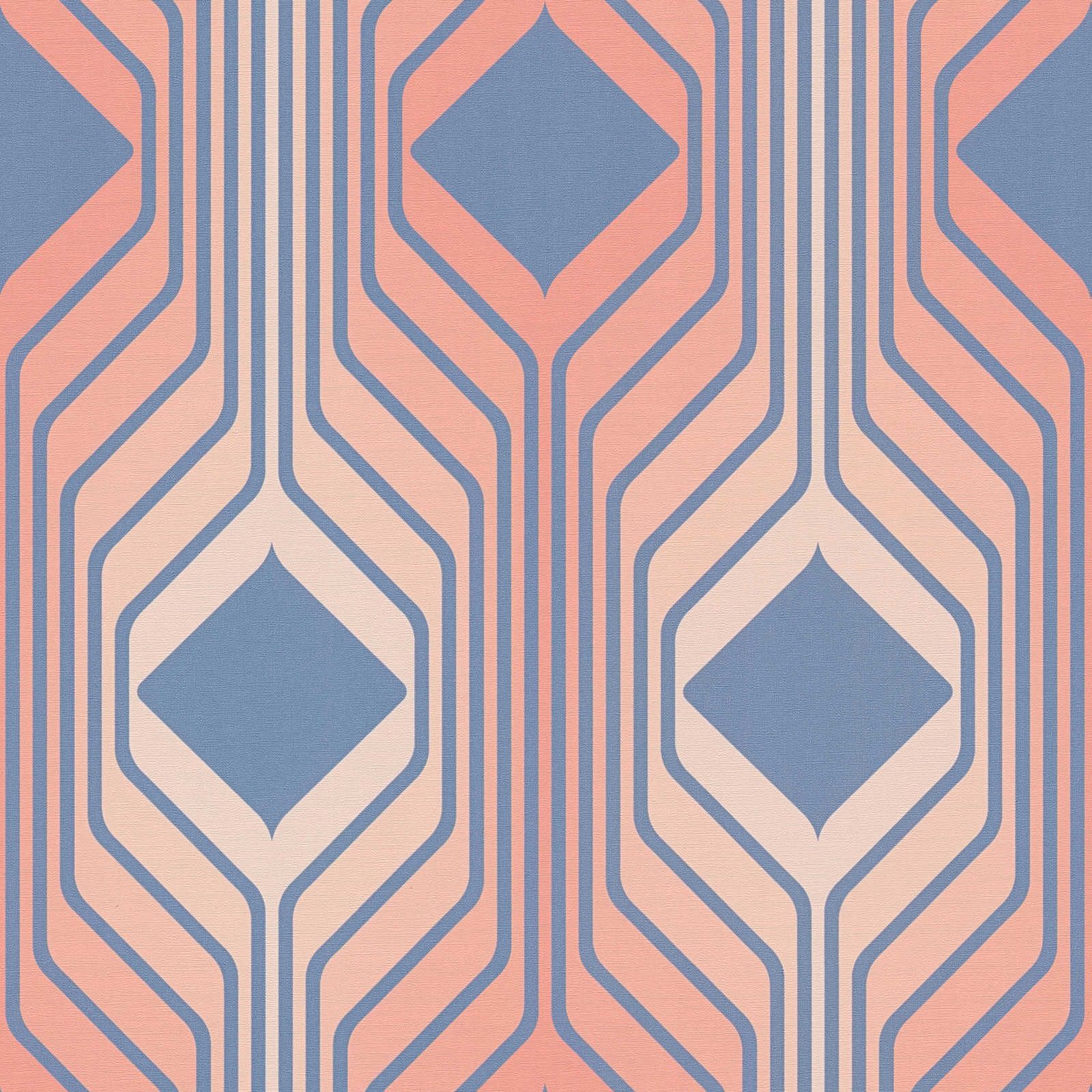 Abstract Ruitpatroon in Retrostijl - Blauw, Rood, Roze
