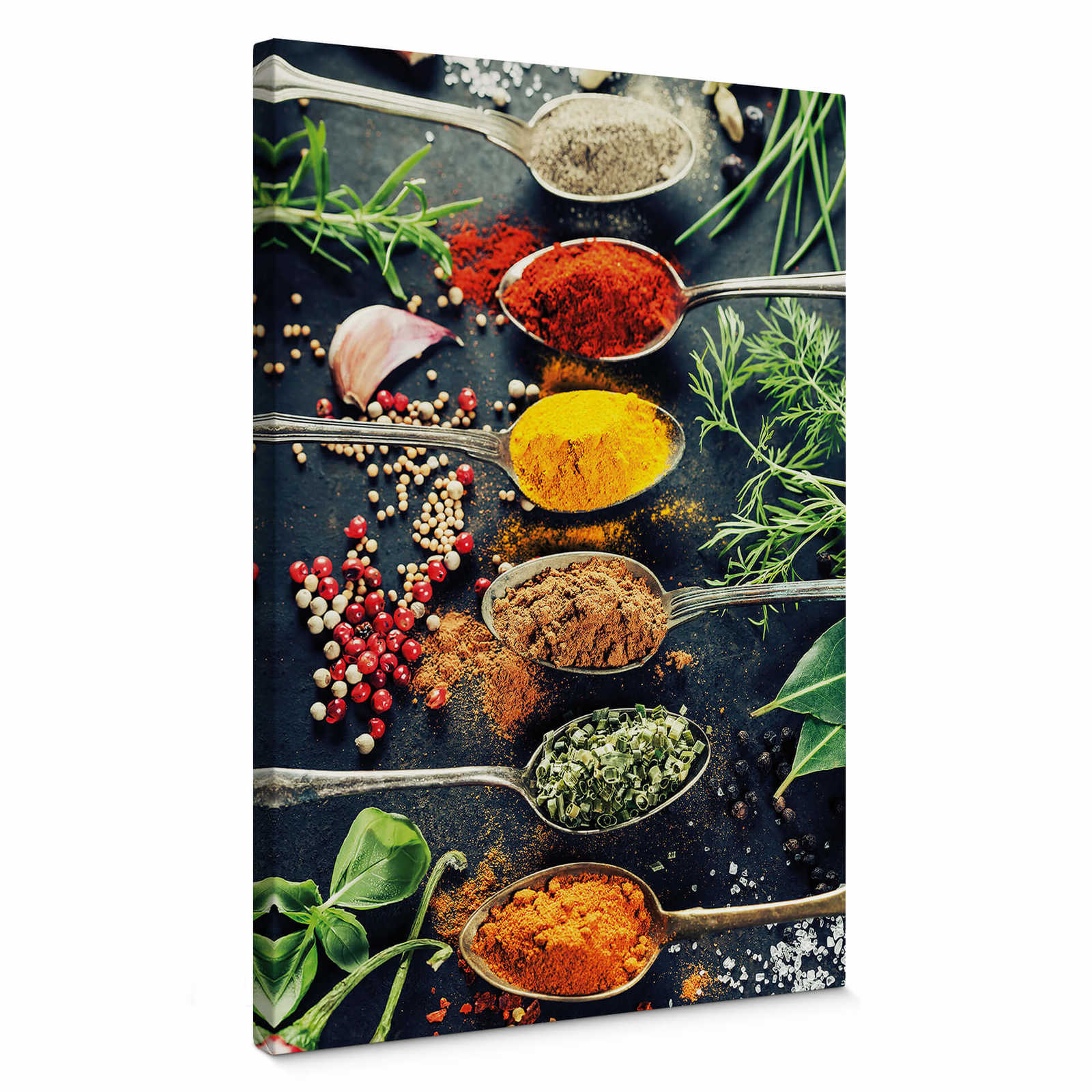         Kitchen canvas print spices on spoons – colourful
    