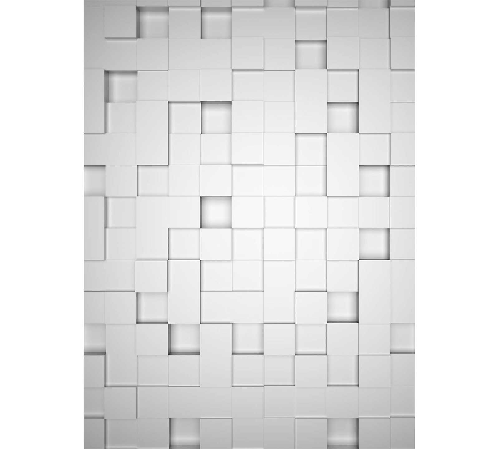         Photo wallpaper 3D cube pattern in portrait format - white, grey
    