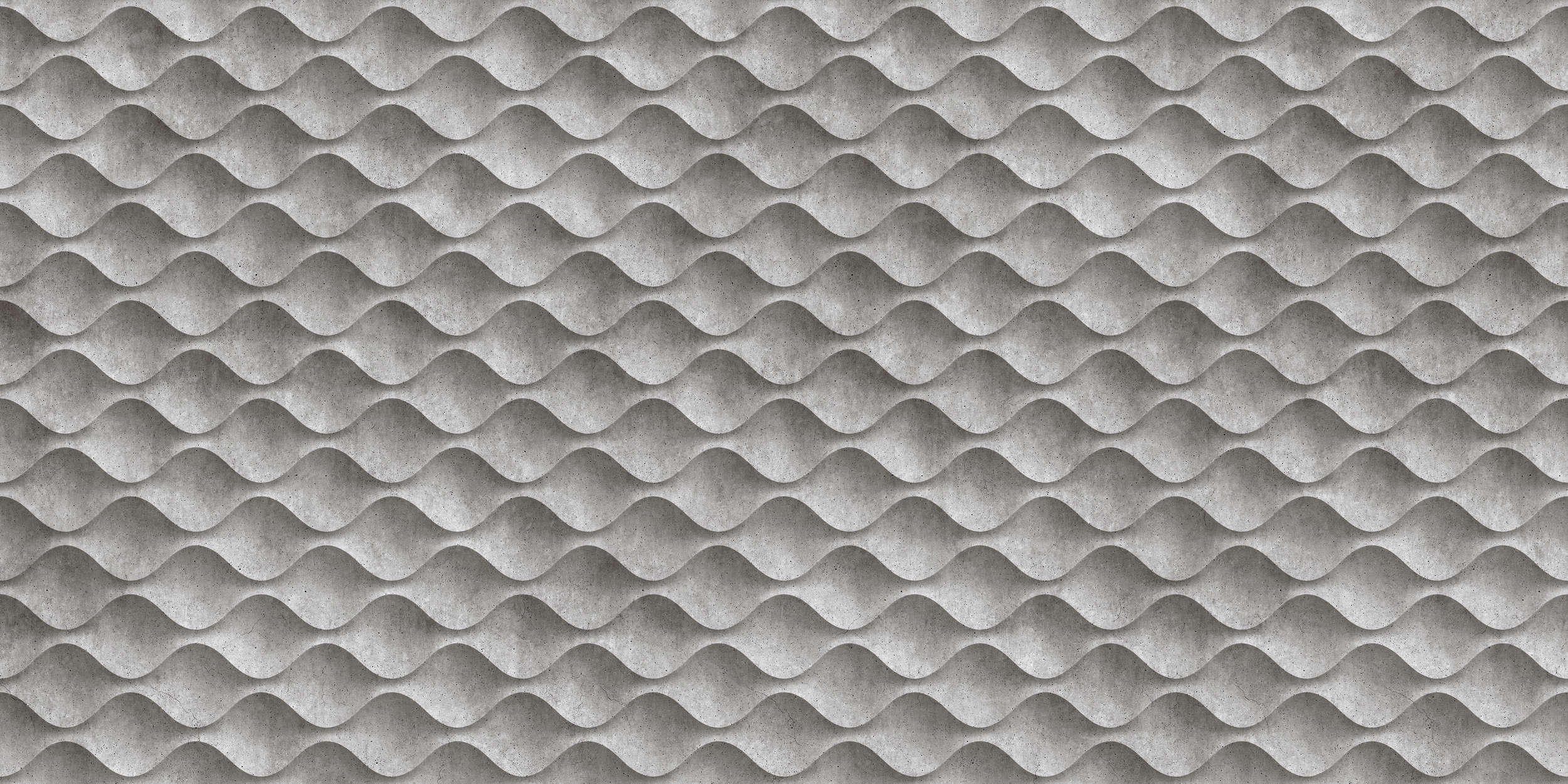             Concrete 1 - Cool 3D Concrete Waves Wallpaper - Grijs, Zwart | Premium Smooth Vliesbehang
        