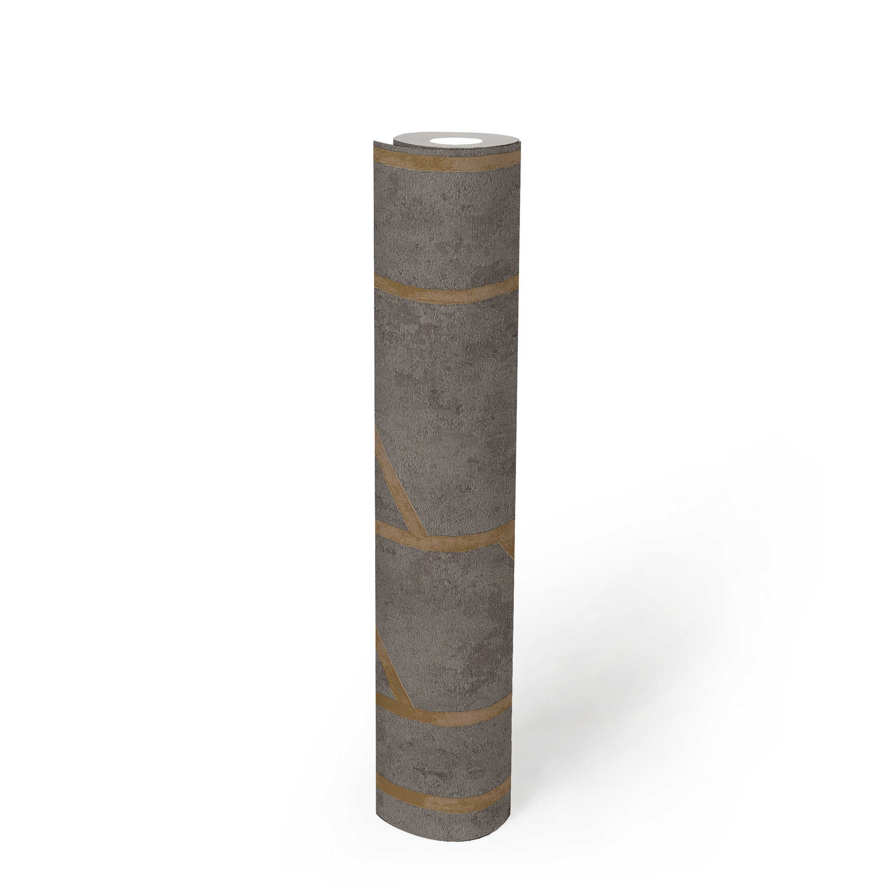             Concrete wallpaper with golden lines pattern - grey, gold
        