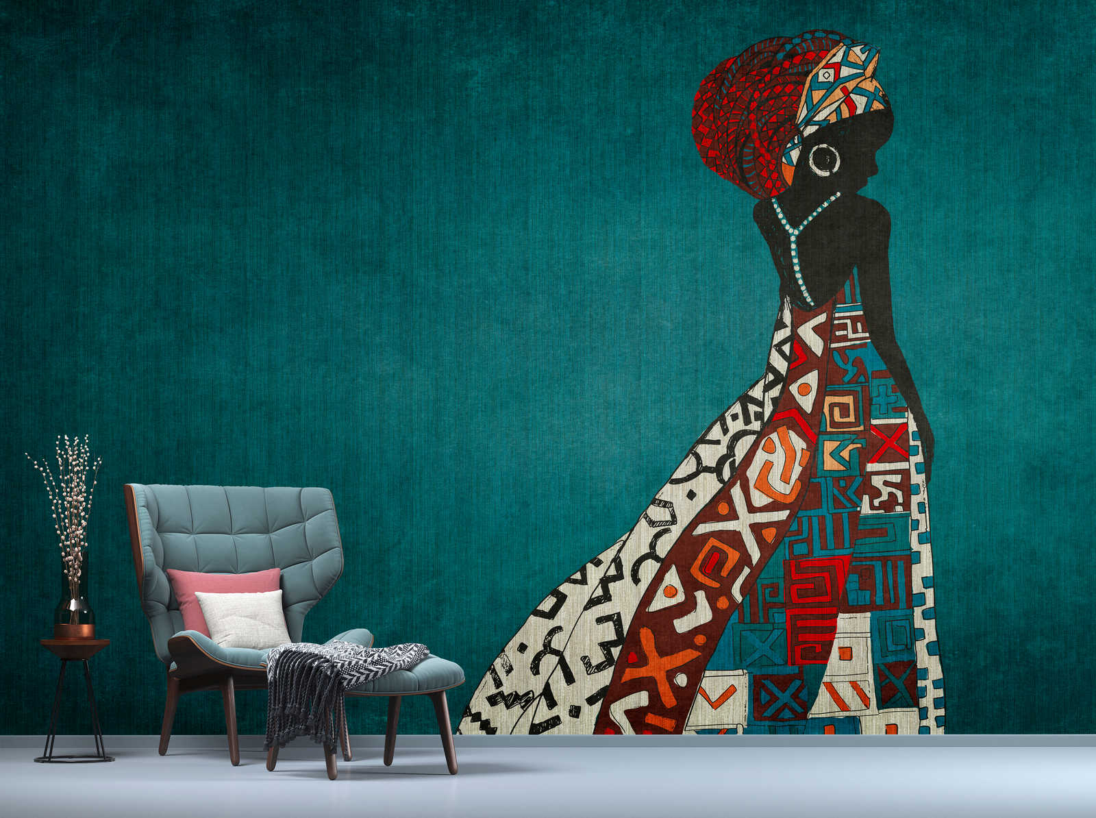             Nairobi 1 - Muurschildering Vrouwen Sillouette Afrikaanse Stijl
        