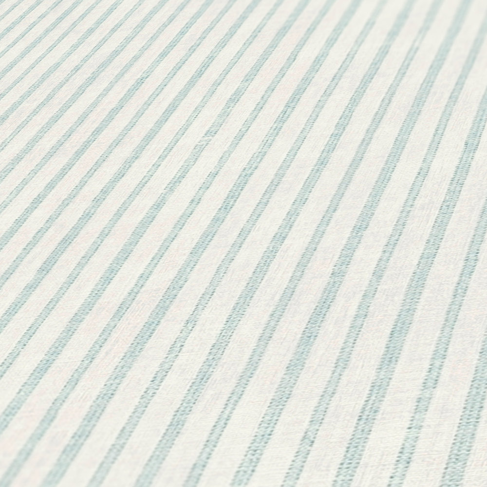             Papier peint intissé à rayures subtiles style maison de campagne - crème, bleu
        