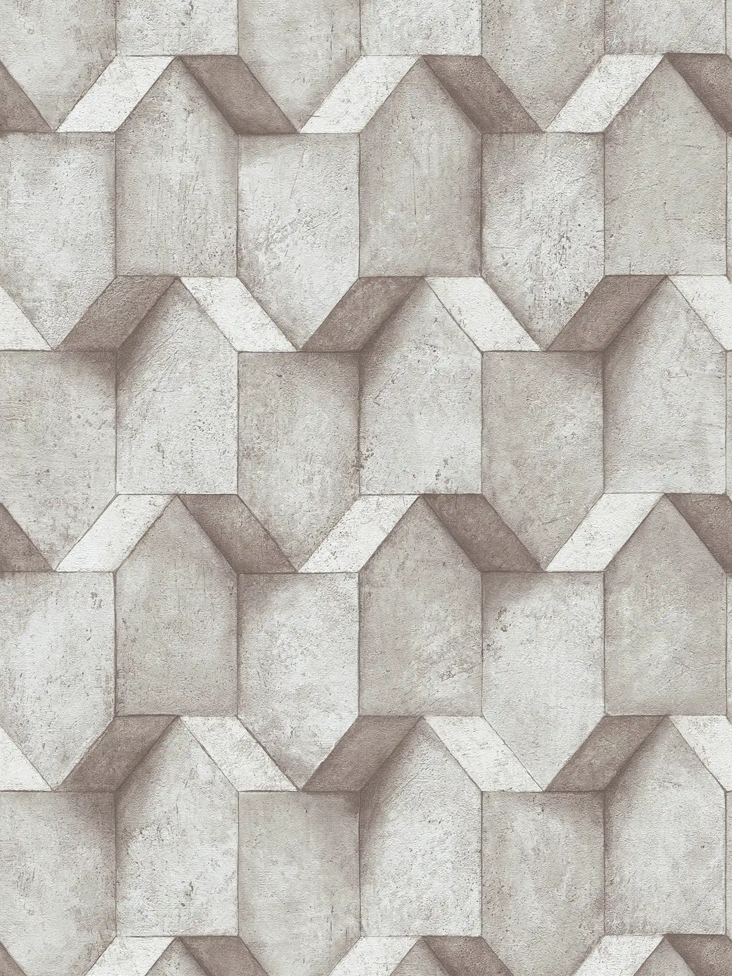 Carta da parati 3D greige con design effetto cemento - grigio, beige

