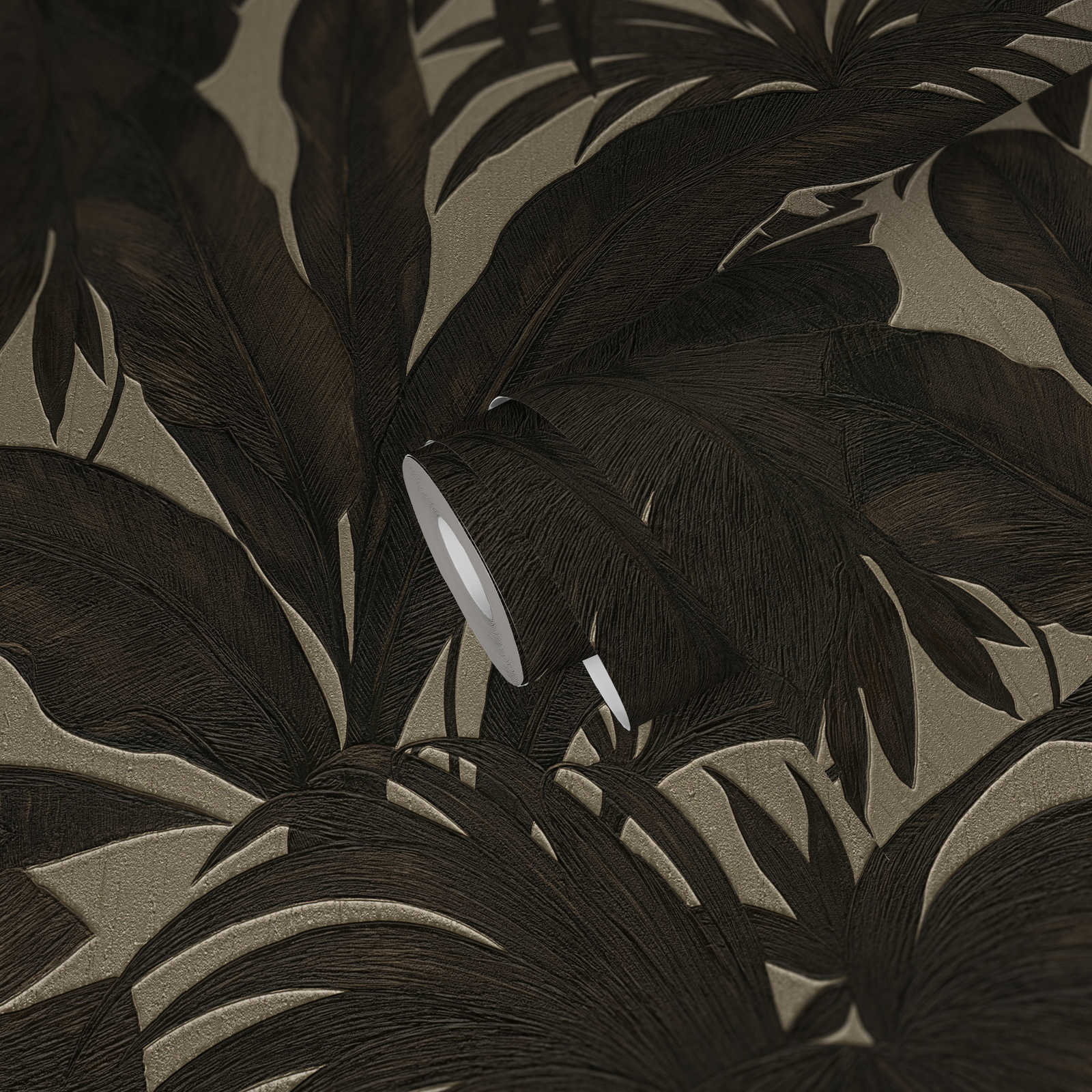             Papel pintado VERSACE palmeras y efecto metálico - marrón, metálico
        