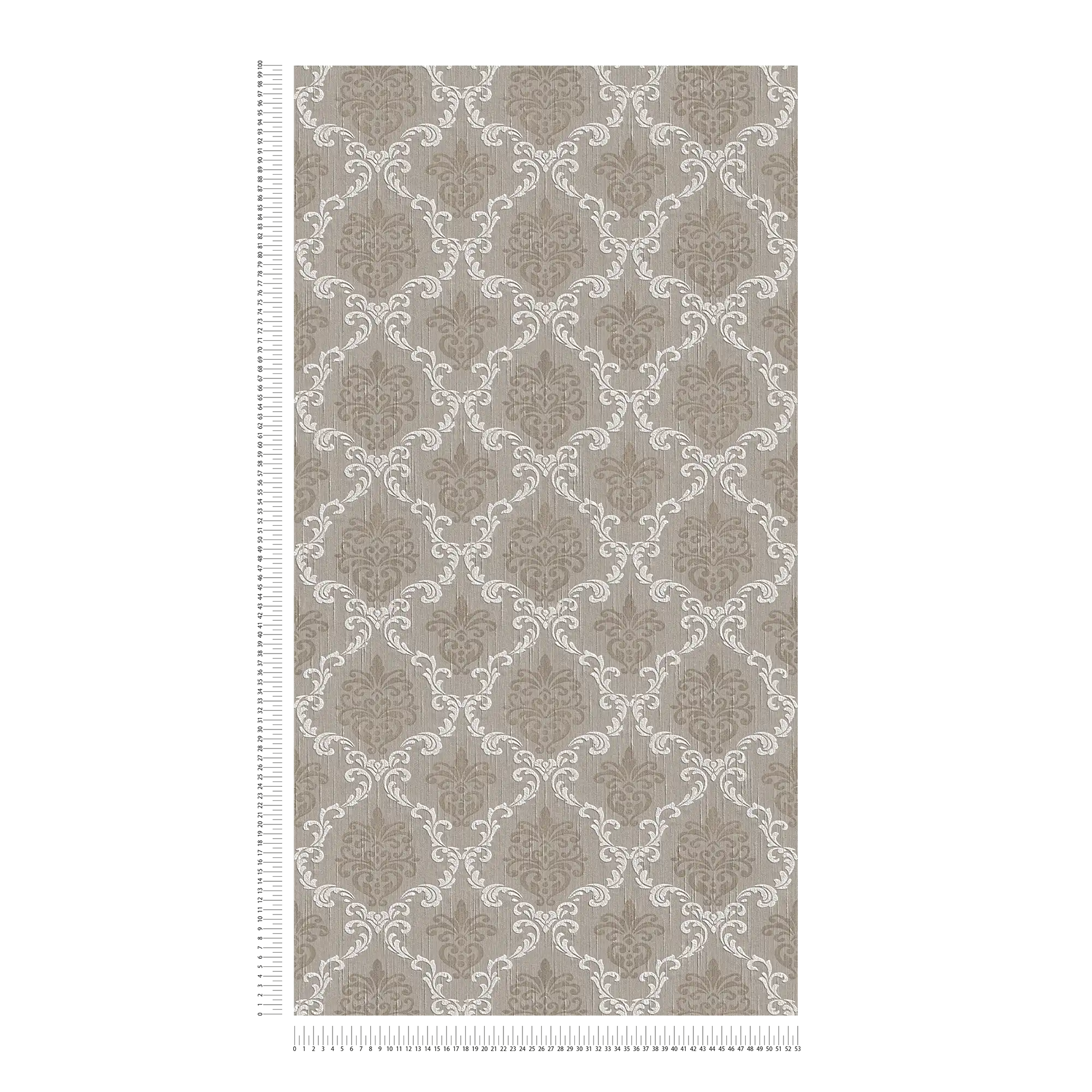             Carta da parati in tessuto non tessuto con motivi ornamentali in stile coloniale - beige, grigio
        