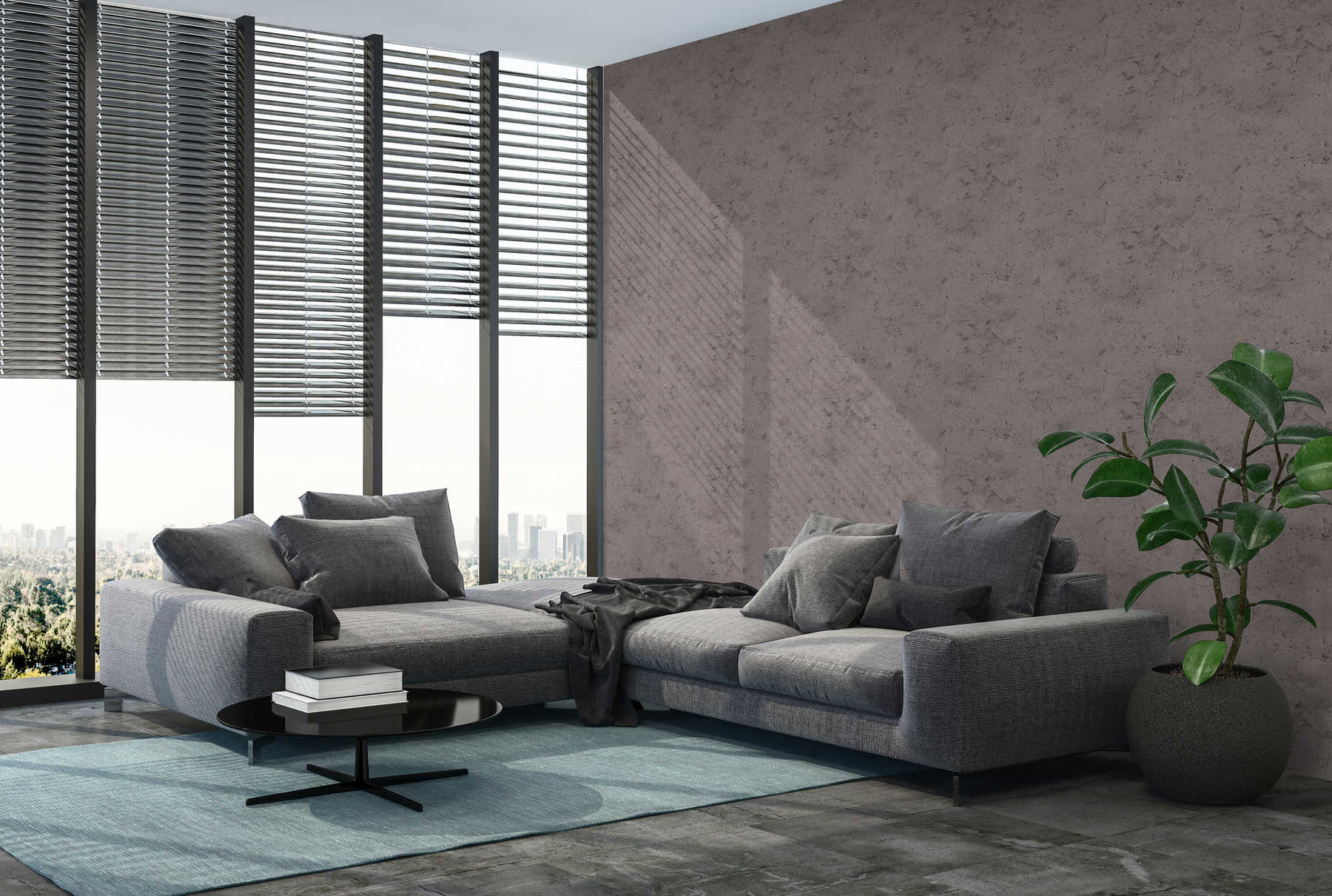             Concrete wallpaper in industrial style - grey-brown, taupe
        