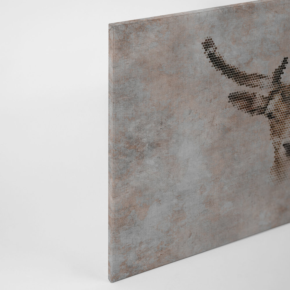             Big three 3 - Quadro su tela, effetto cemento con cervo in struttura di lino naturale - 0,90 m x 0,60 m
        