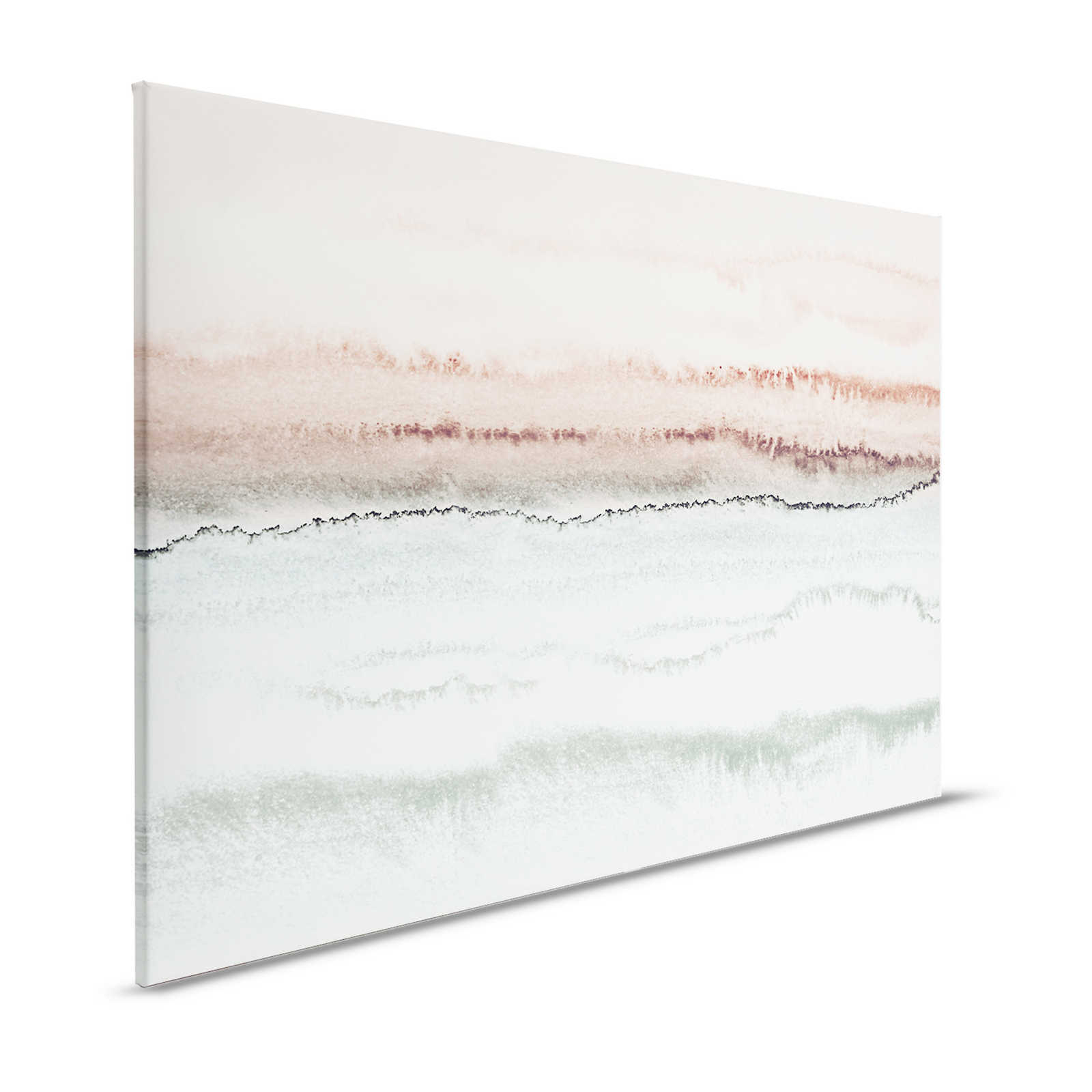 Pittura su tela ad acquerello con paesaggio astratto e gradiente - 1,20 m x 0,80 m
