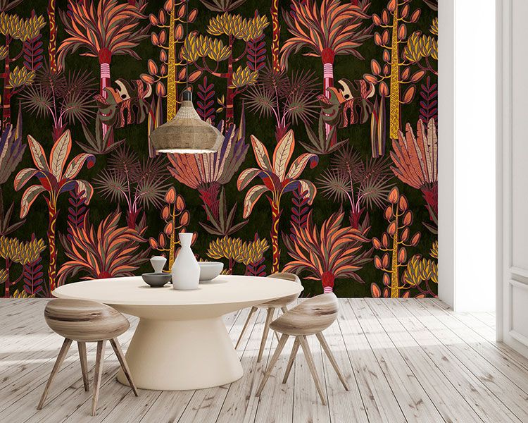 Design photo wallpaper with tropical forest pattern DD122808