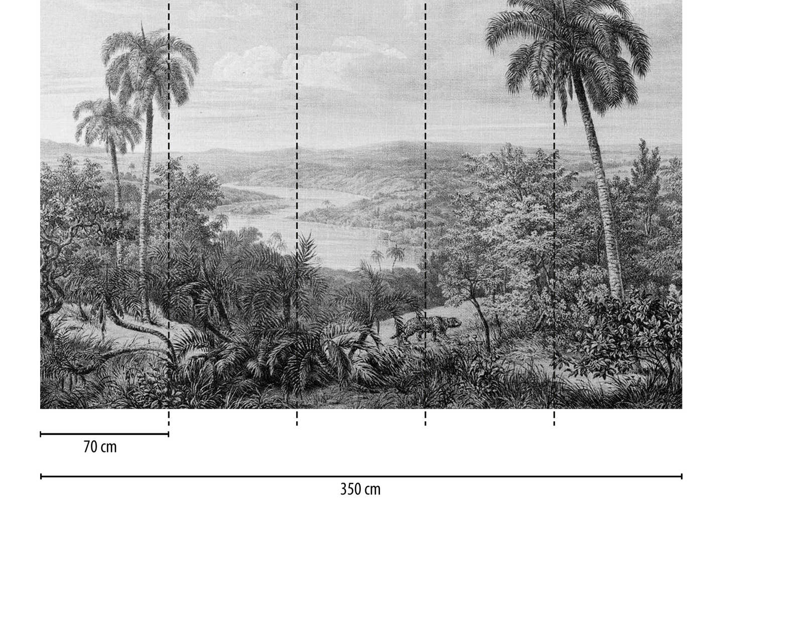             Rainforest View with Linen Texture Optics Wallpaper - Grey, Black
        