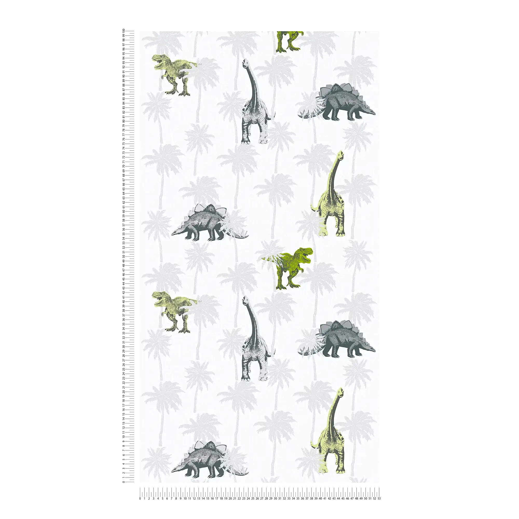             Kids room wallpaper dinosaur for boys - grey, green
        