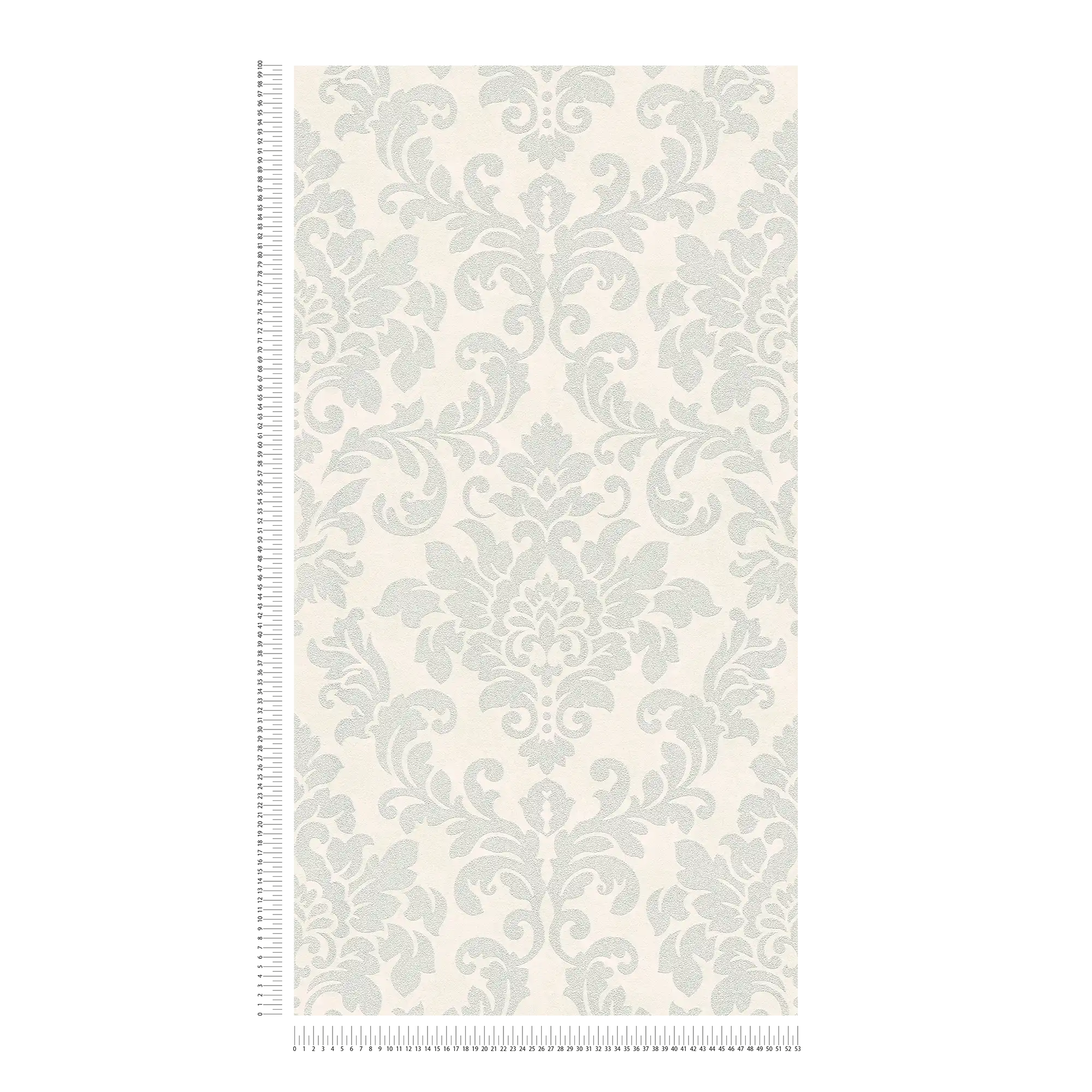             Carta da parati ornamentale floreale con effetto metallizzato - grigio, argento, bianco
        