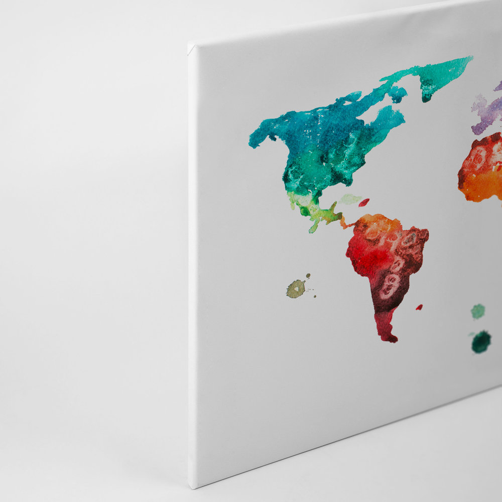             Wereldkaart Canvas in Aquarel Optiek - 0,90 m x 0,60 m
        