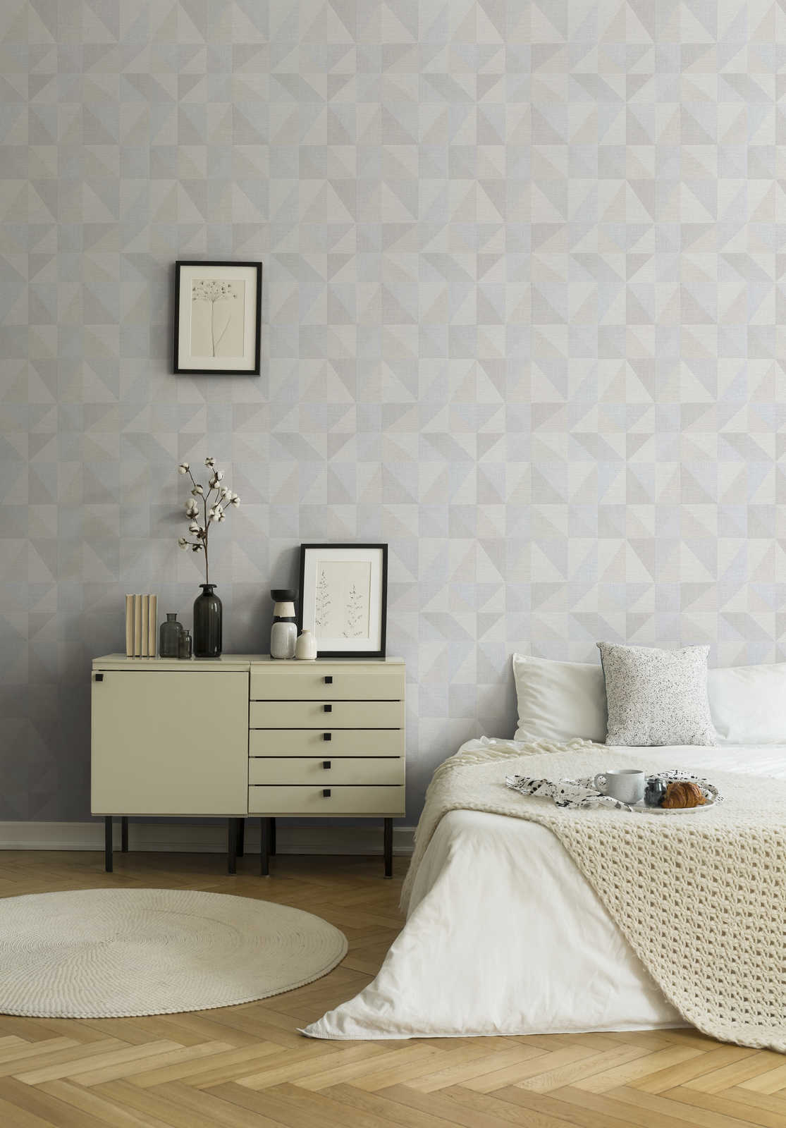             Non-woven wallpaper Scandi design & geometric pattern - grey
        