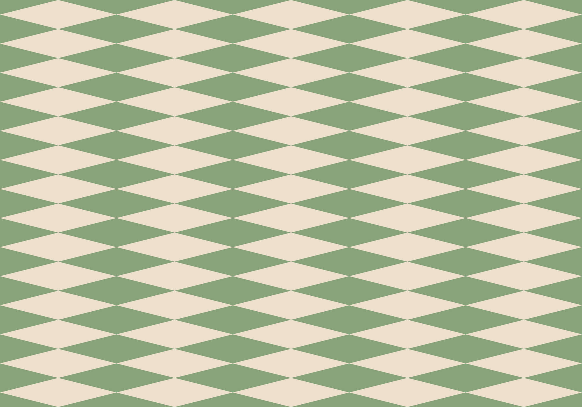             Papier peint panoramique losange look années 70 - vert, beige | Premium intissé lisse
        