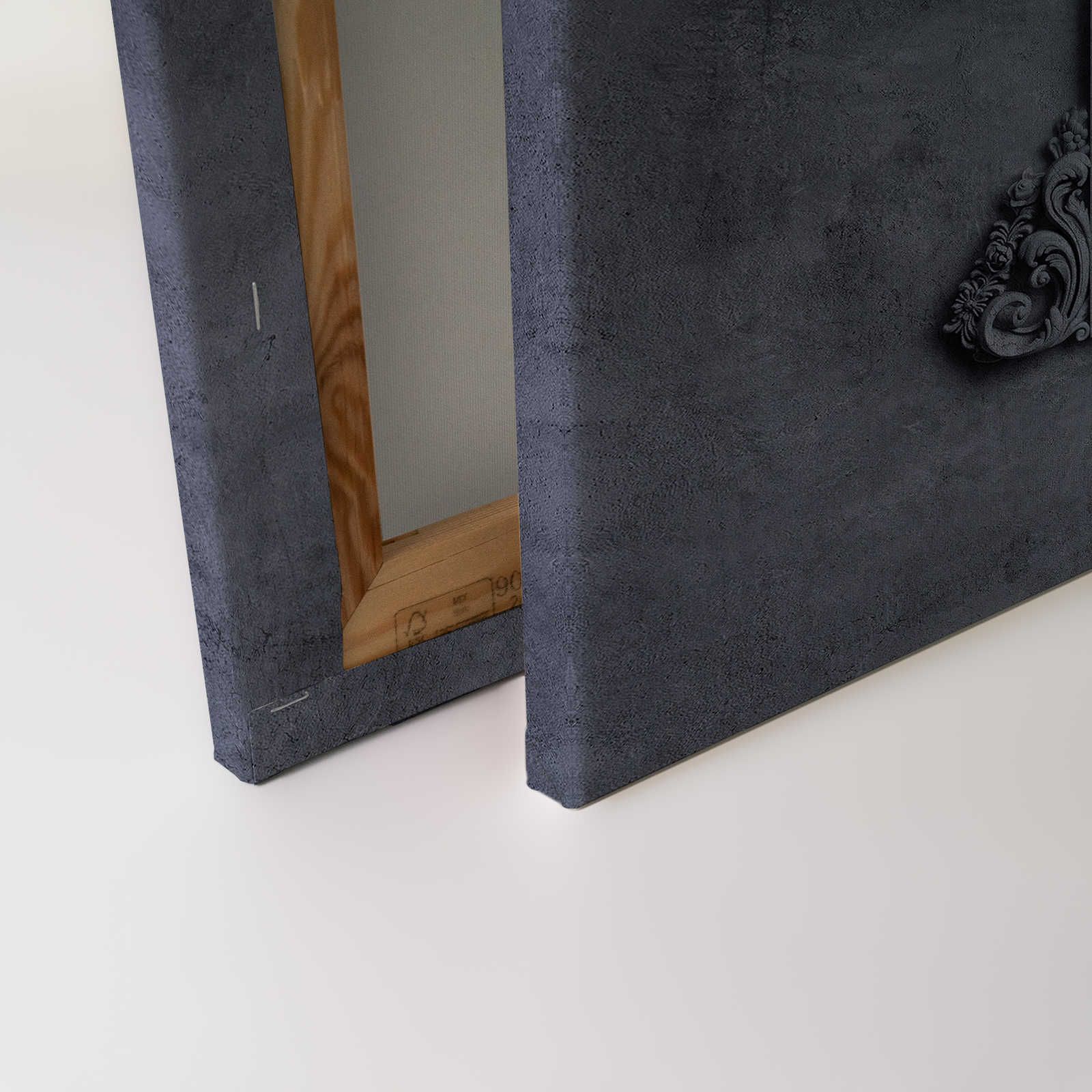             Lyon 3 - Quadro su tela 3D con cornice in stucco e intonaco blu - 0,90 m x 0,60 m
        