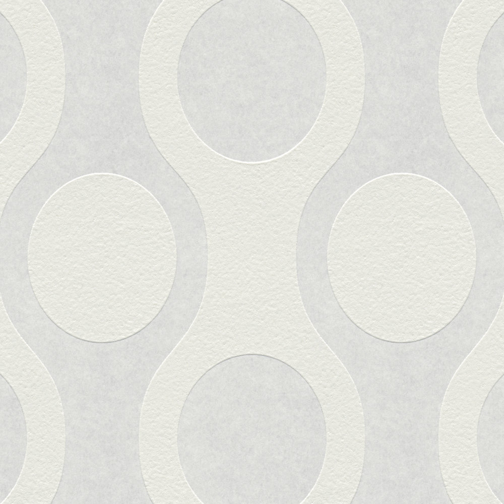             Beschilderbaar Behang met 60s Retro Cirkel Patroon - Wit
        