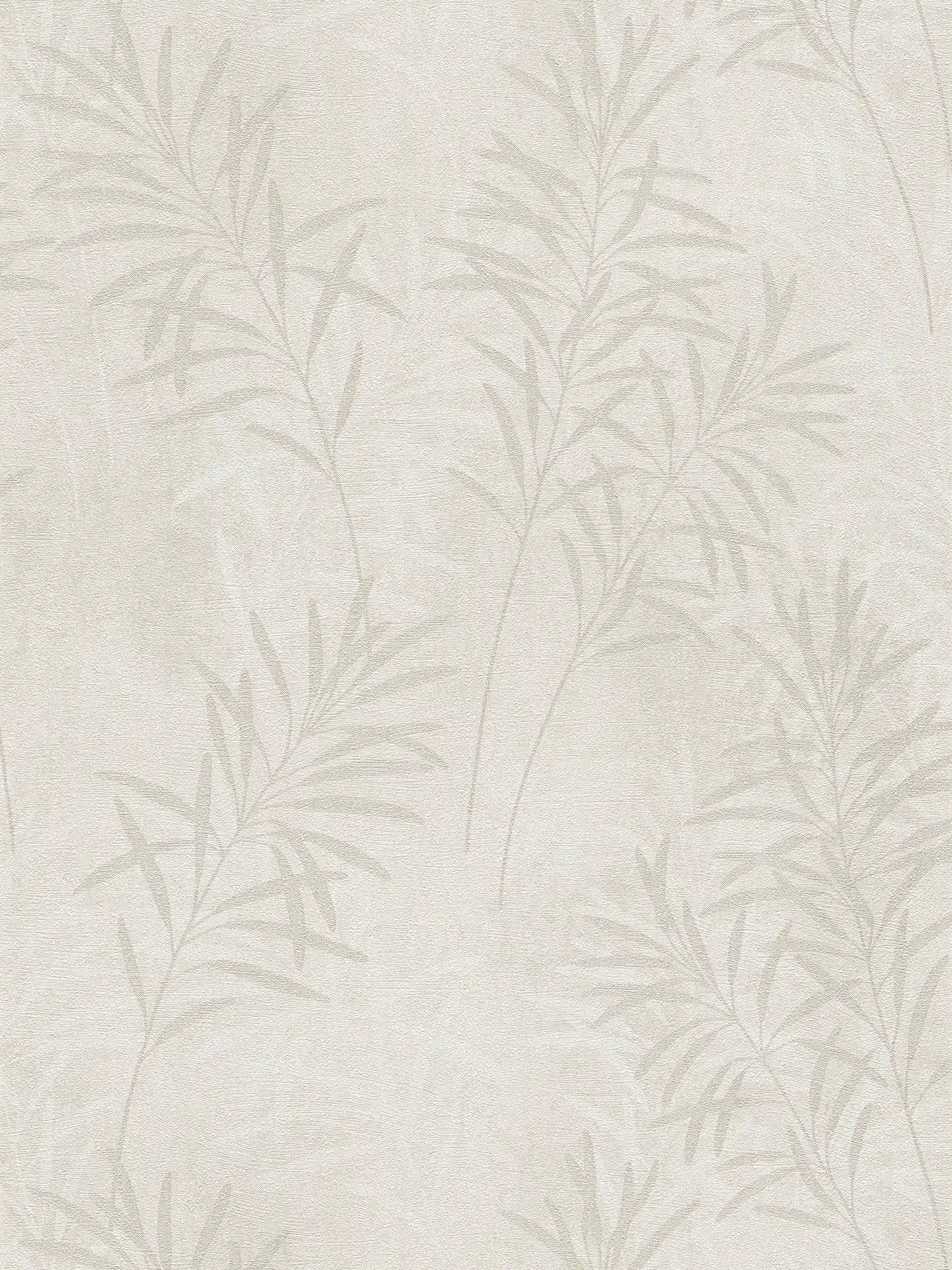        Scandinavian style non-woven wallpaper with floral grasses - cream, beige, metallic
    