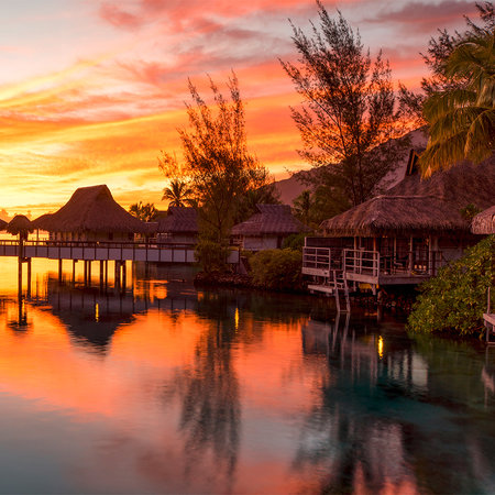 Carta da parati tropicale Bora Bora al tramonto
