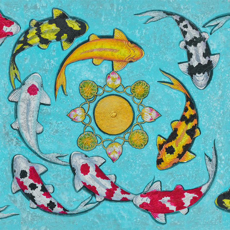papier peint en papier œuvre d'art avec des poissons - intissé lisse mat
