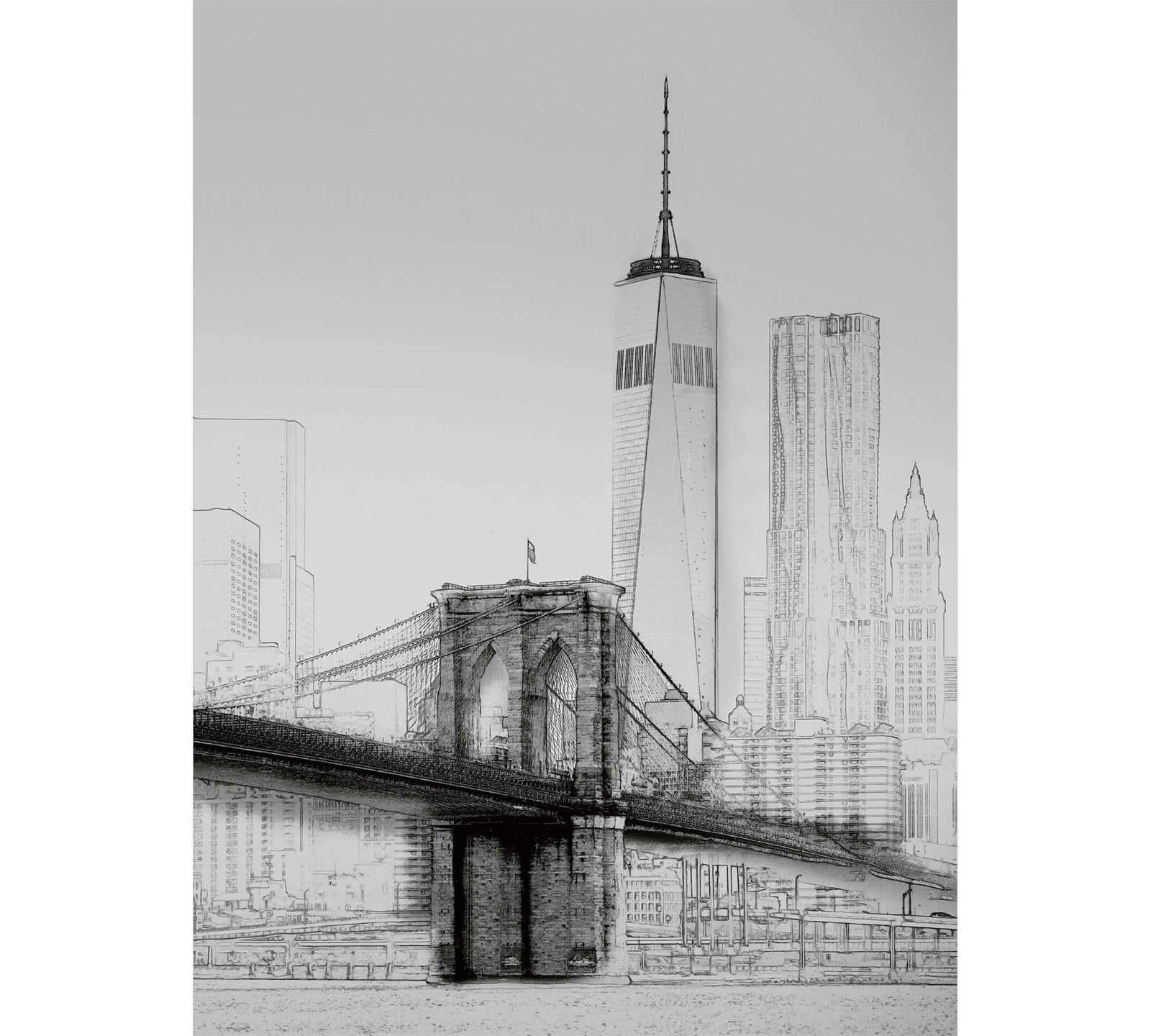         Black and white photo wallpaper skyline New York, portrait format
    