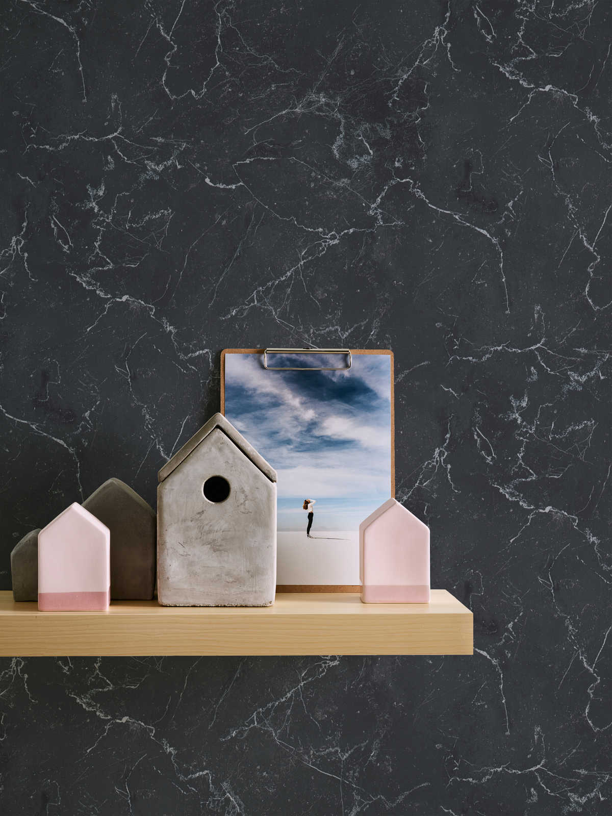             Non-woven wallpaper marble look dark grey, Design by MICHALSKY
        