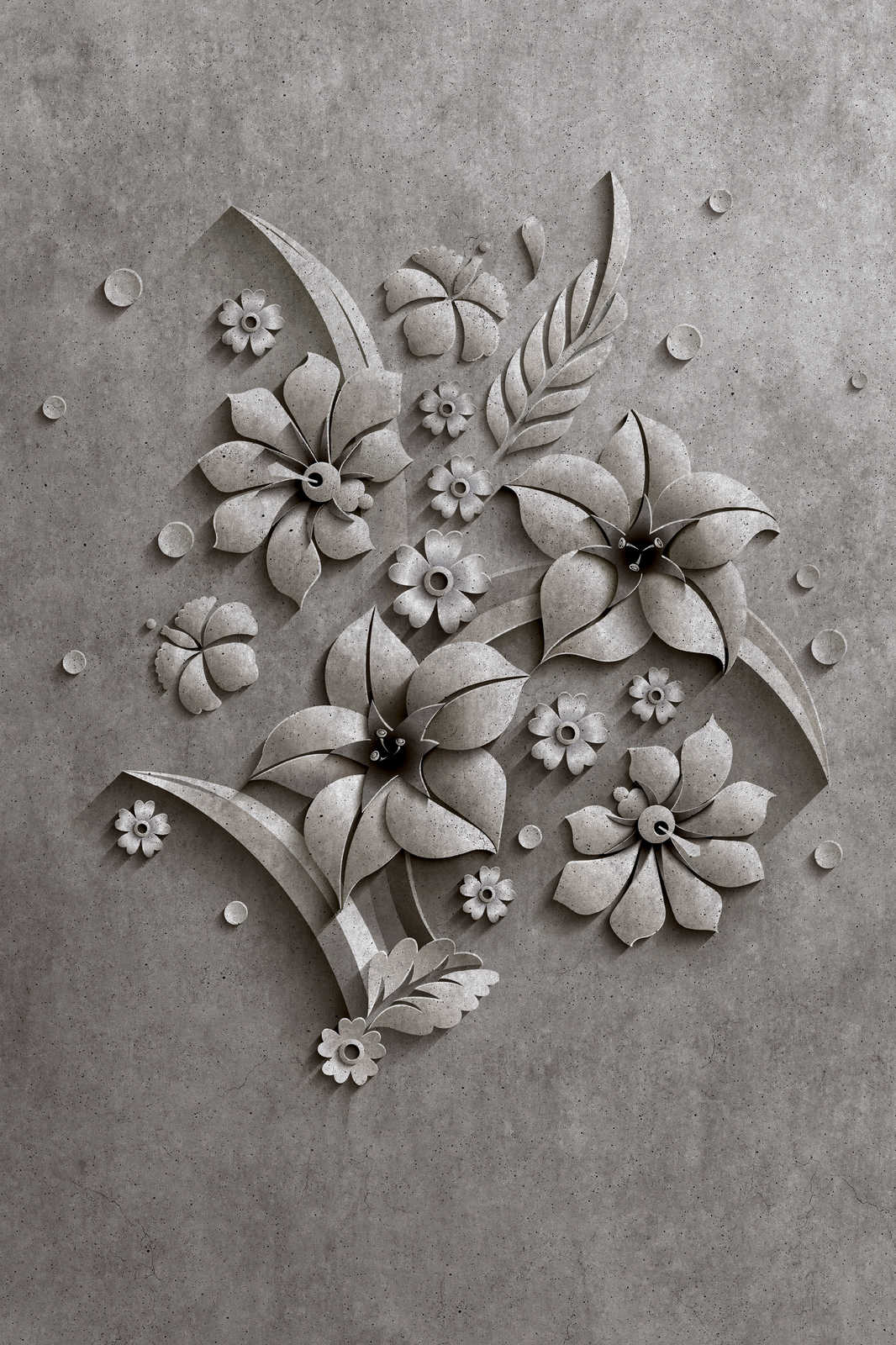             Rilievo 1 - Pittura su tela in struttura di cemento di un rilievo floreale - 0,90 m x 0,60 m
        