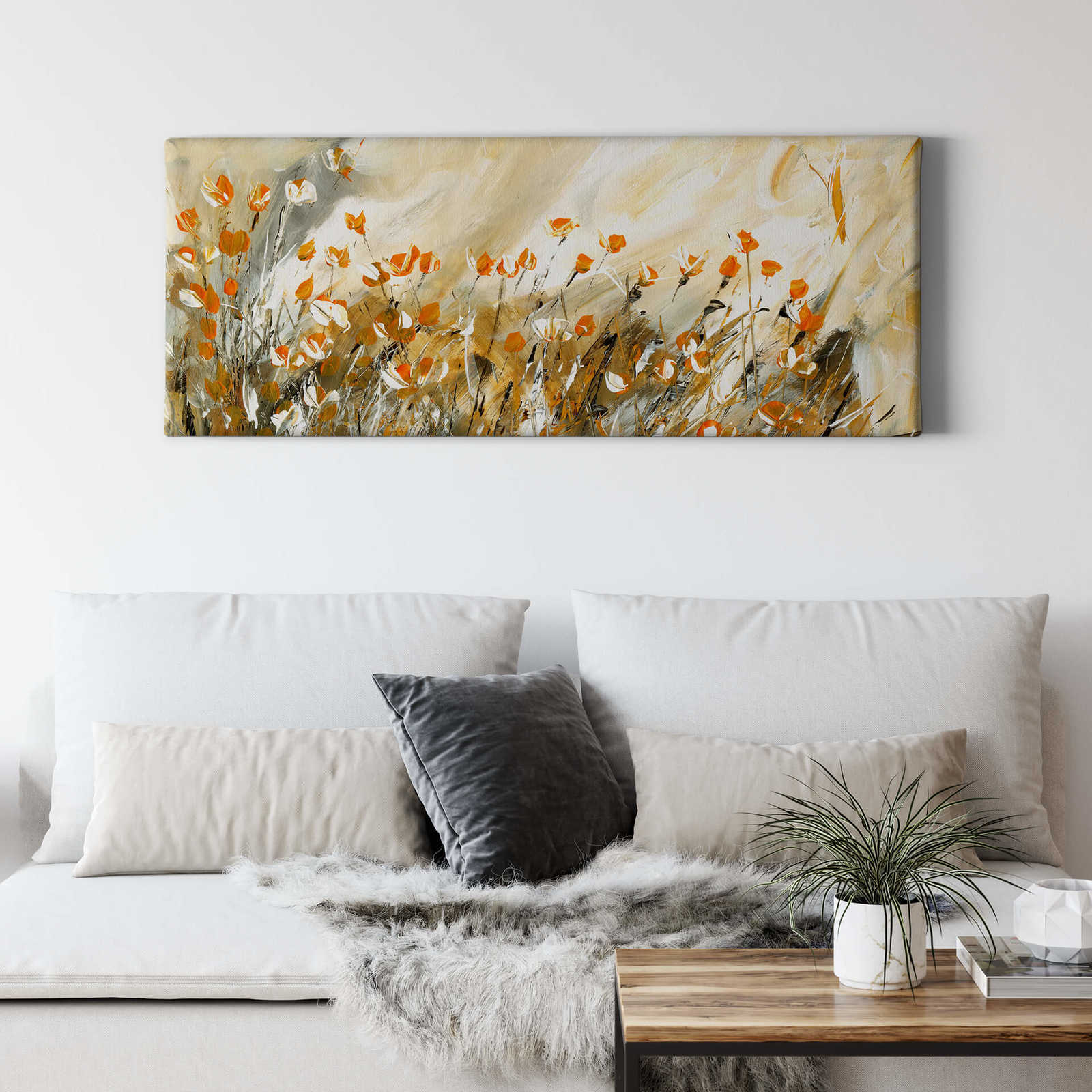             Panorama canvas painting golden flower meadow by Kiksic
        