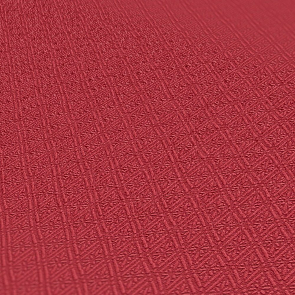             Papier peint uni avec motif structuré en losange - rouge
        