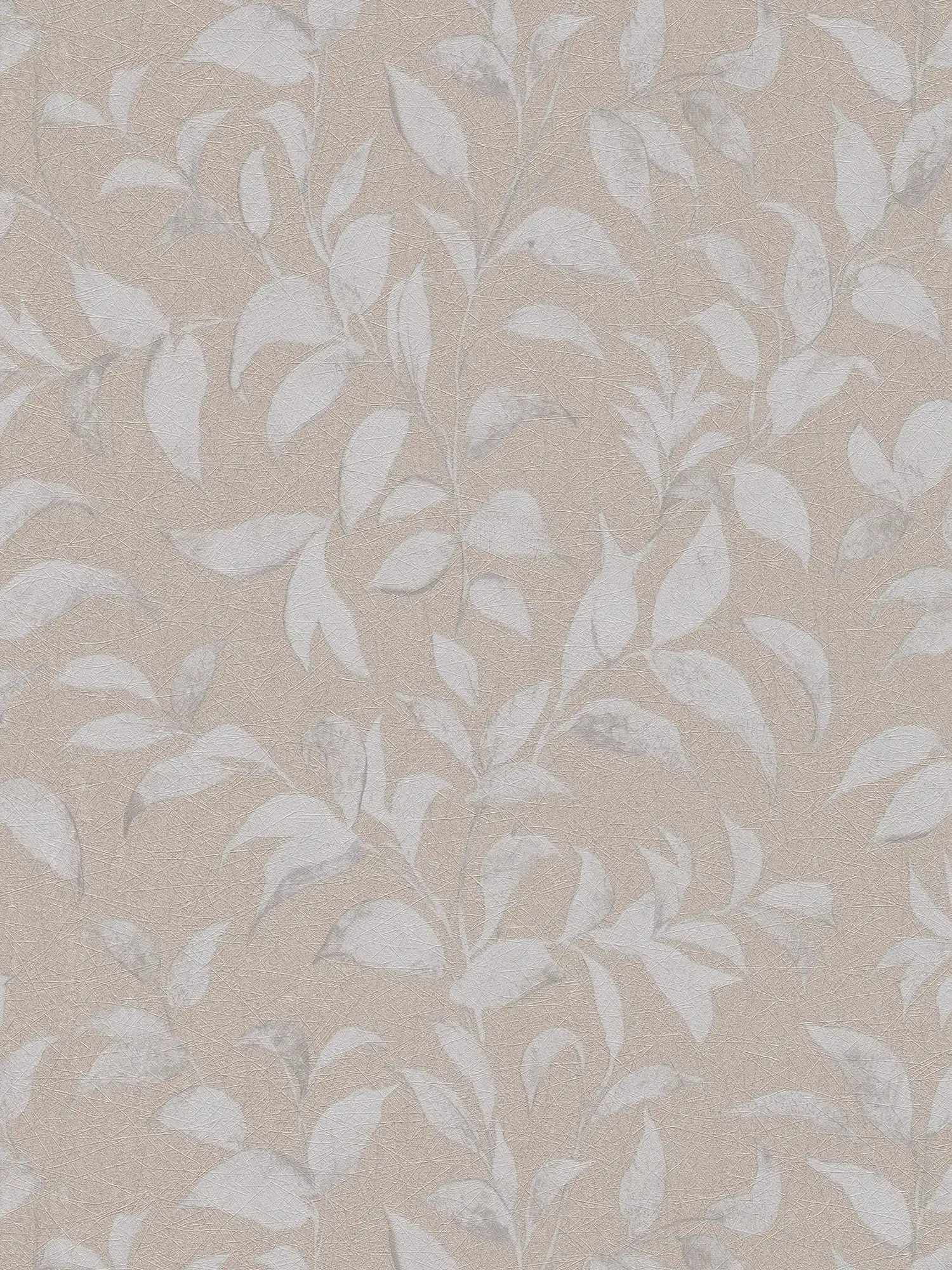 Floral leaves wallpaper shimmering textured - grey, silver
