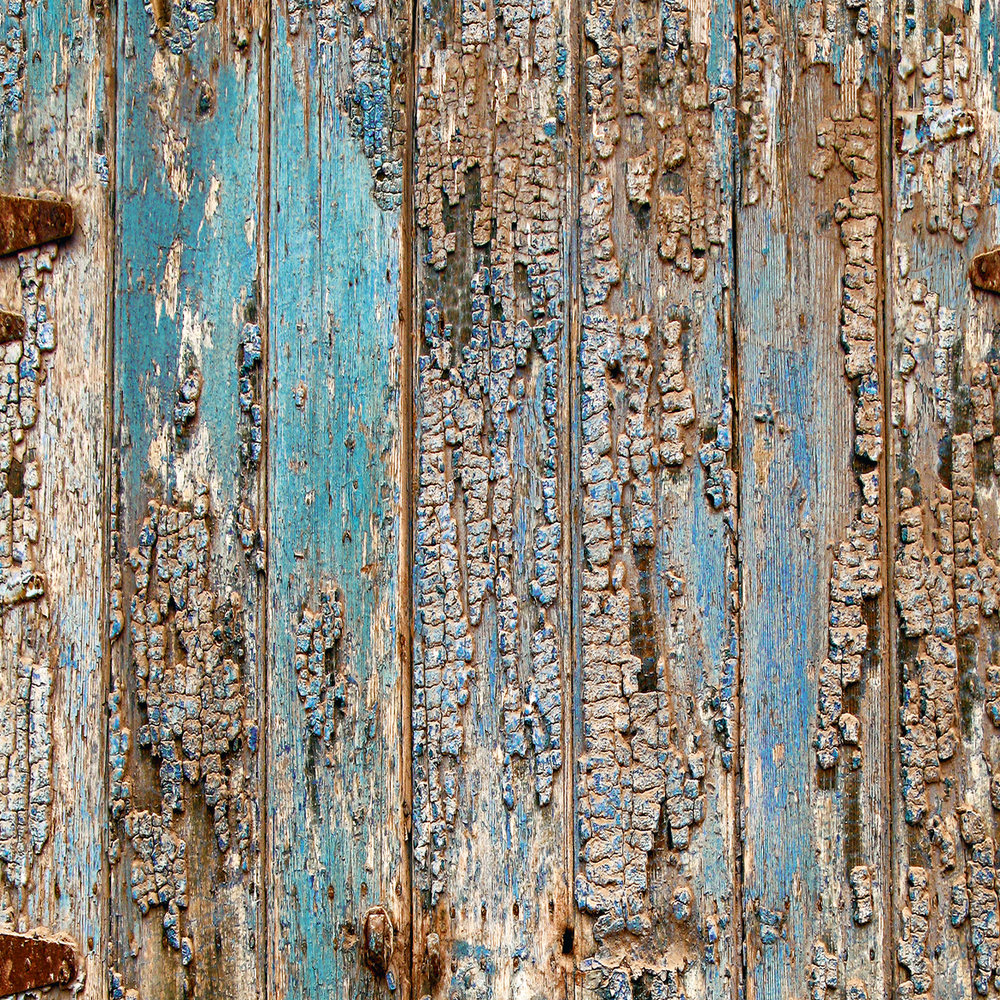             Motif wallpaper wooden boards in used look, Shabby Chic style - blue, beige, grey
        
