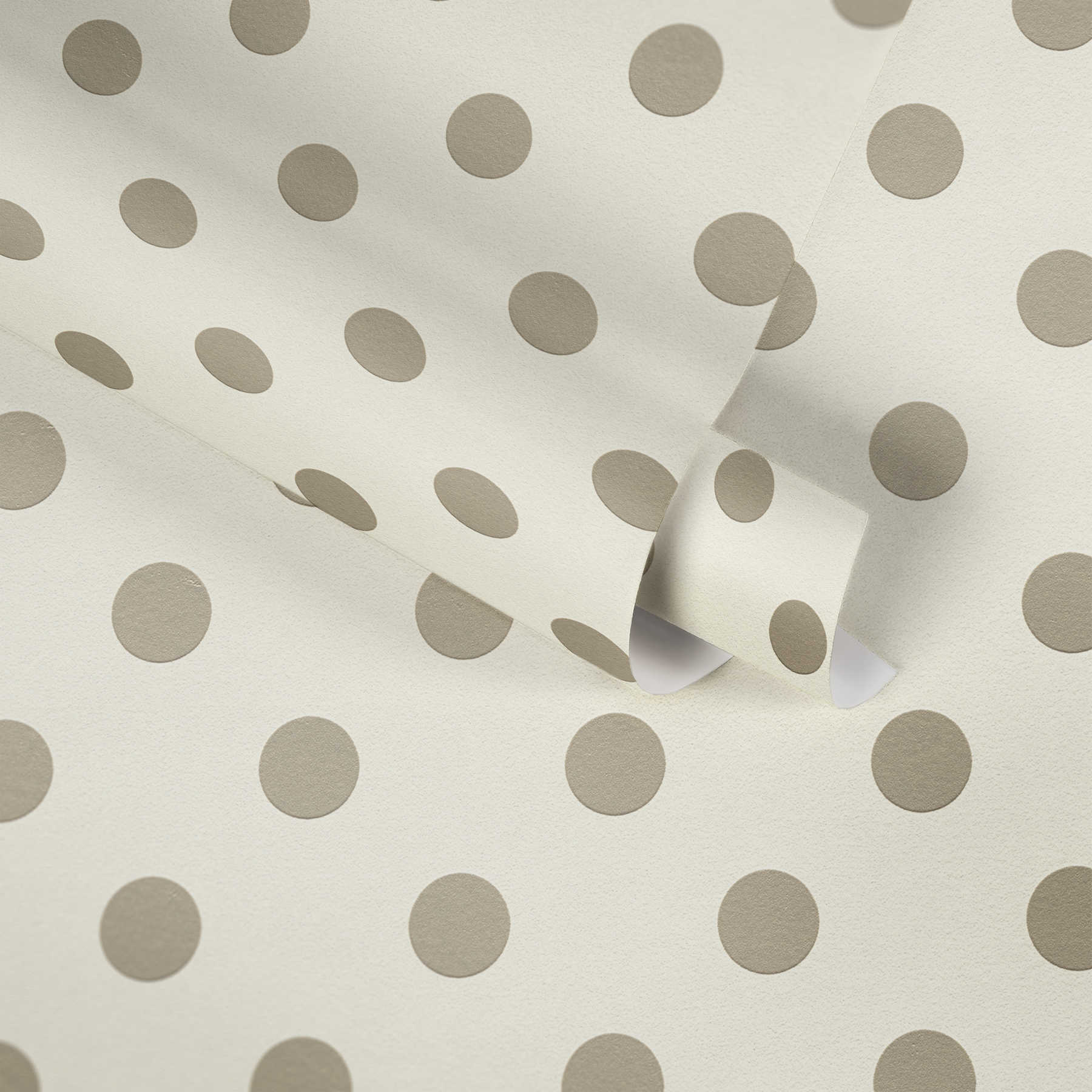             Non-woven wallpaper dots, polka dots design for Nursery - beige, pink
        