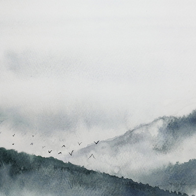         Foggy landscape in painting style - grey, black
    