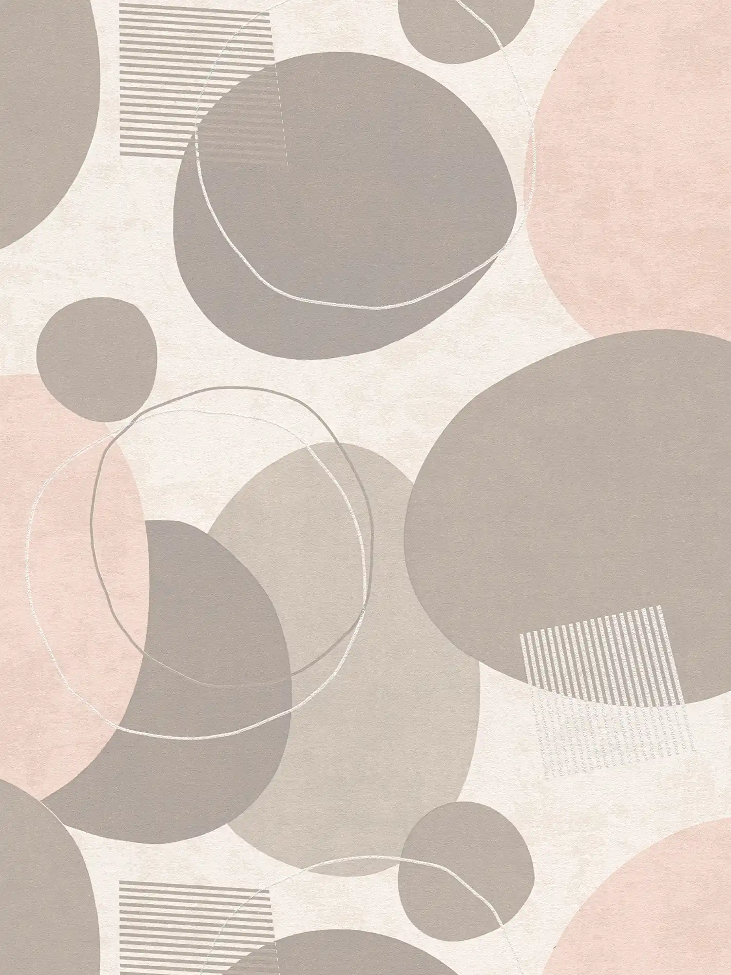 Retro behang Mid Century Modern patroon - beige, roze, crème
