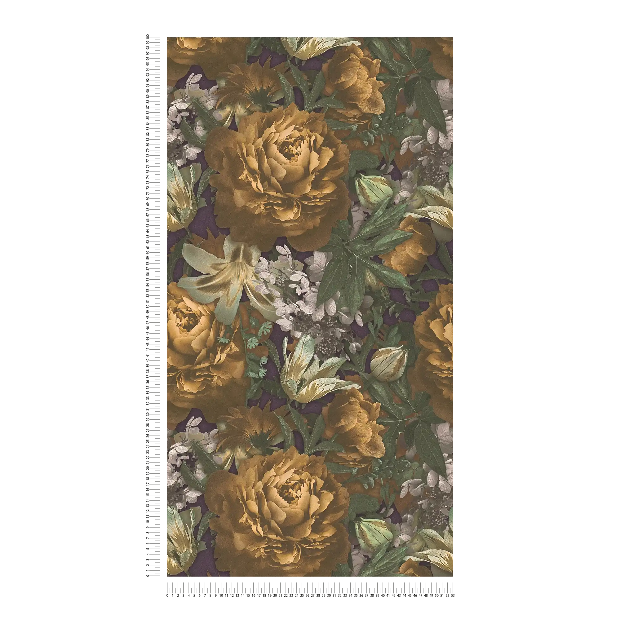             Flowers wallpaper roses & tulips - yellow, brown, green
        
