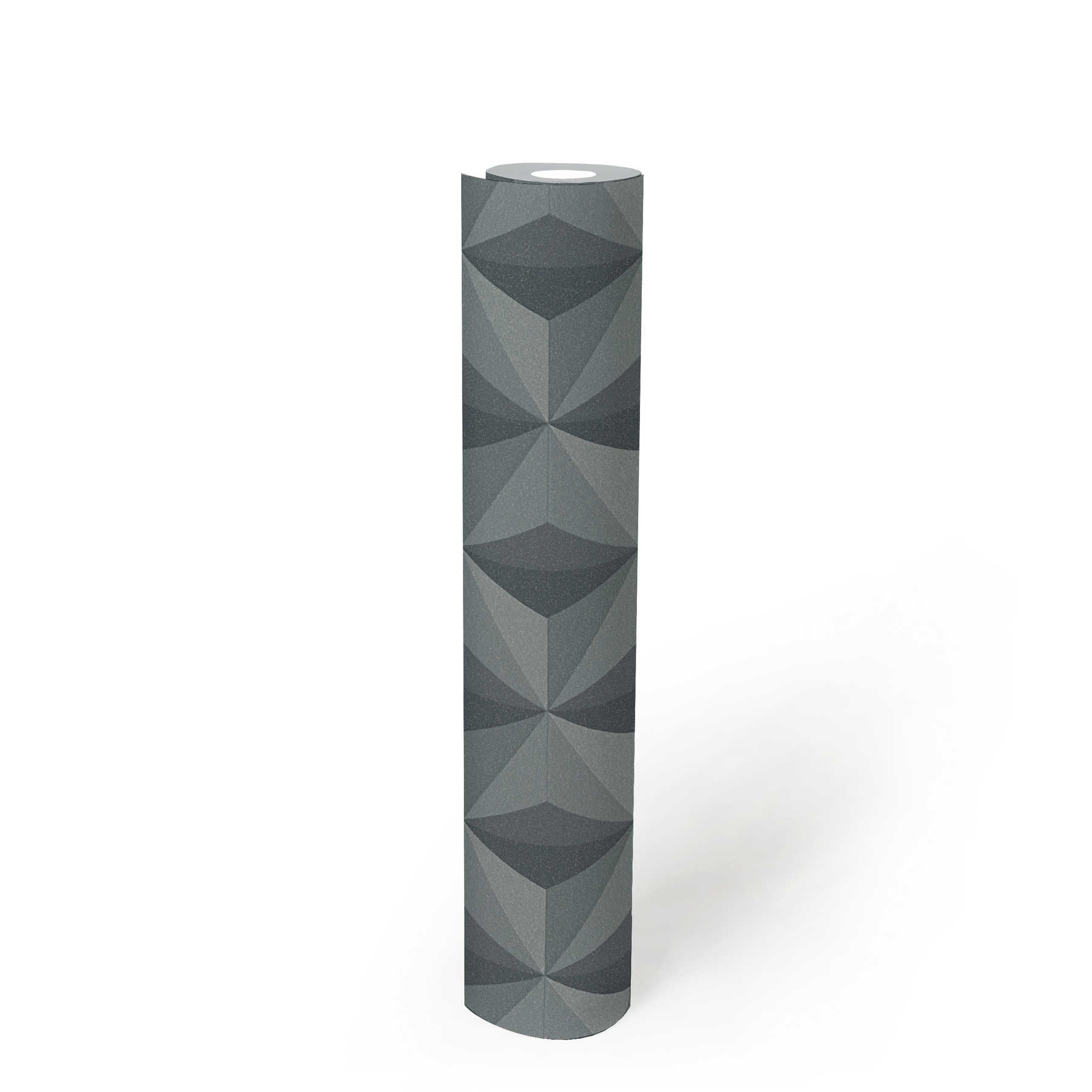             Non-woven wallpaper with 3D effect & geometric pattern - black
        