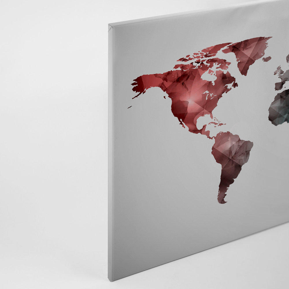             Toile avec carte du monde composée d'éléments graphiques | WorldGrafic 2 - 0,90 m x 0,60 m
        