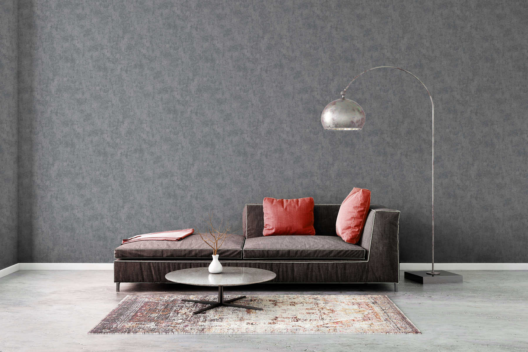             Dark non-woven wallpaper with concrete look - grey
        