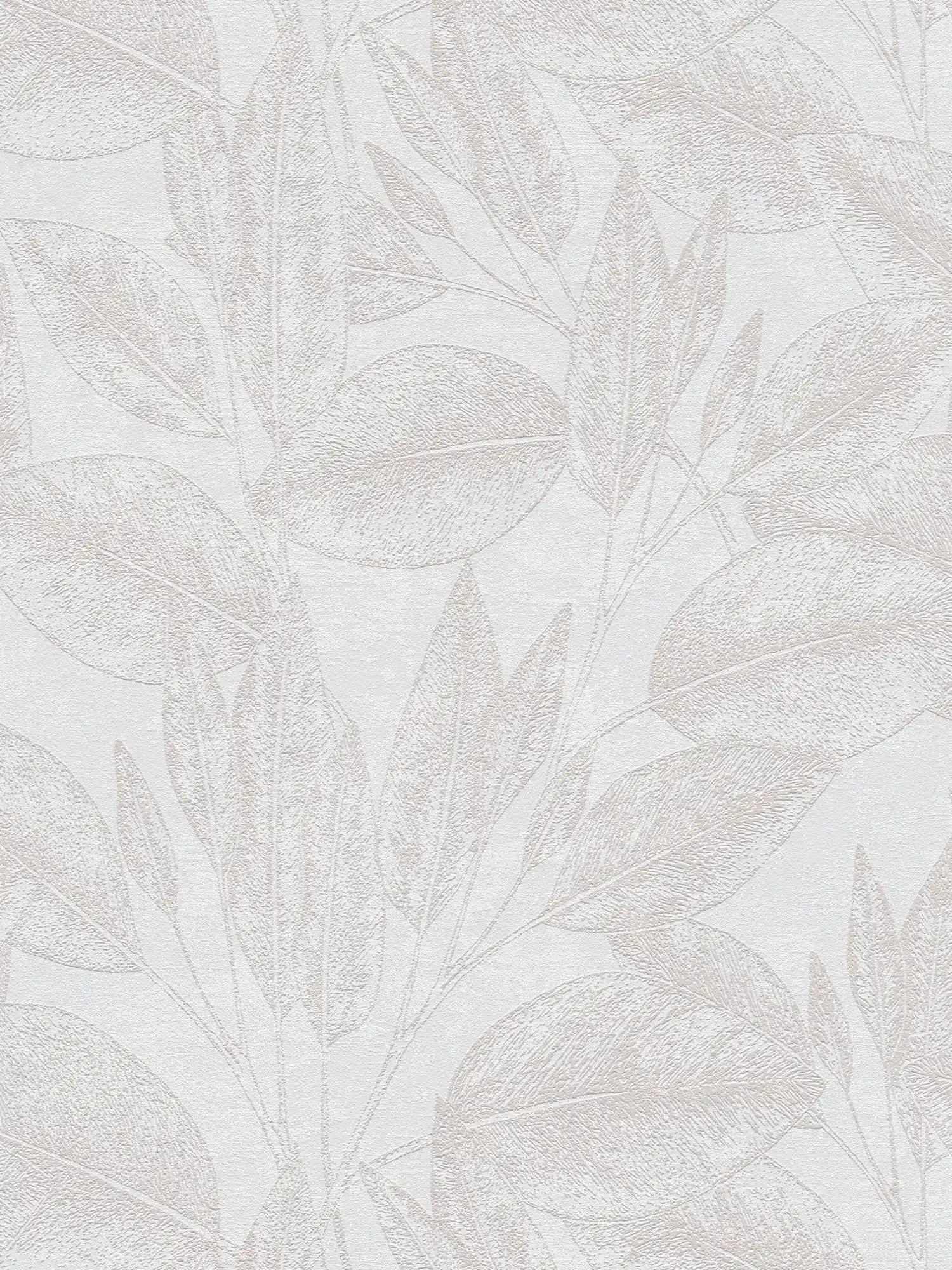 Papel pintado con motivo de hojas de aspecto vintage - Beige

